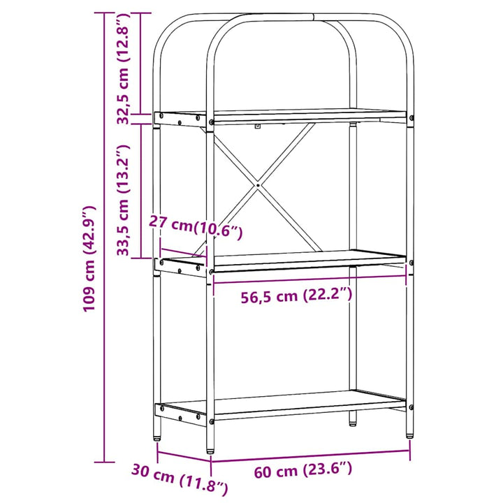 Bogreol Gammelt træ 60 x 30 x 109 cm Konstrueret træ