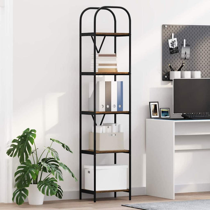 Bogreol 5 niveauer 40 x 30 x 183 cm Konstrueret træ Røget eg