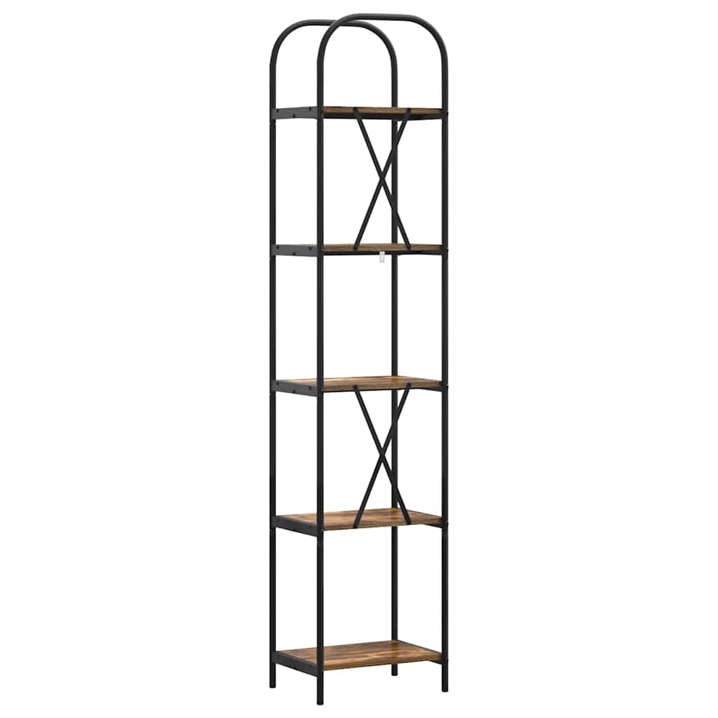 Bogreol 5 niveauer 40 x 30 x 183 cm Konstrueret træ Røget eg
