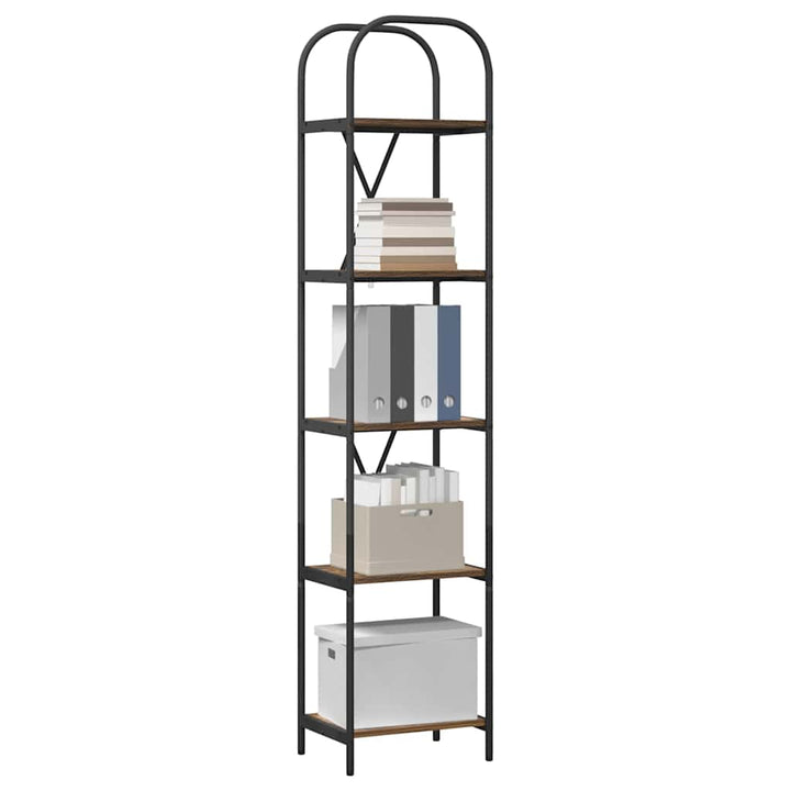 Bogreol 5 niveauer 40 x 30 x 183 cm Konstrueret træ Røget eg