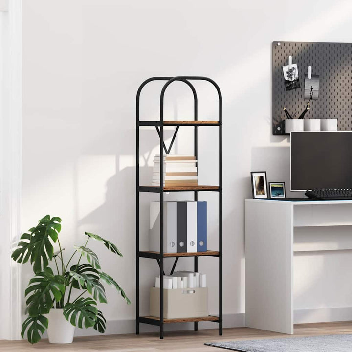 Bogreol 4 niveauer 40 x 30 x 146 cm Konstrueret træ Gammelt træ