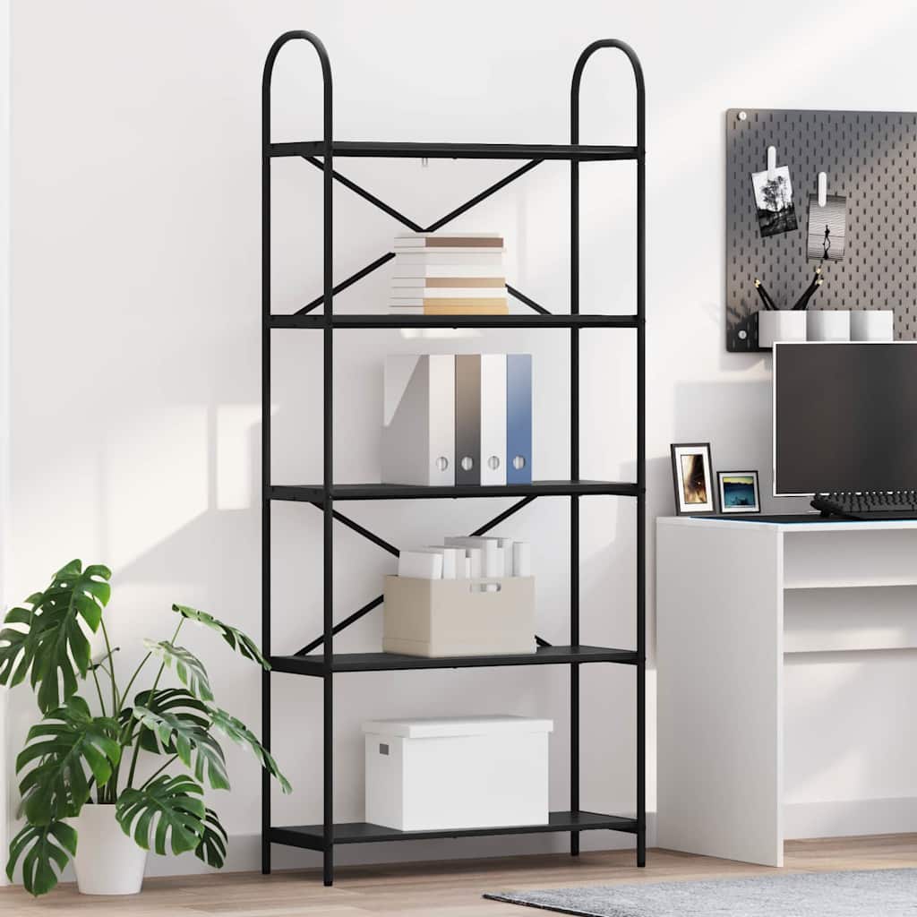 Bogreol Sort eg 80 x 30 x 183 cm Konstrueret træ
