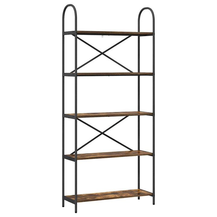 Bogreol 5 niveauer 80 x 30 x 183 cm Konstrueret træ Røget eg