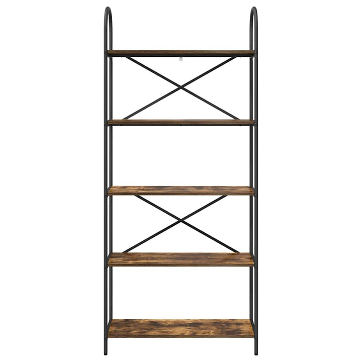 Bogreol 5 niveauer 80 x 30 x 183 cm Konstrueret træ Røget eg