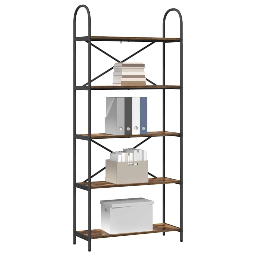 Bogreol 5 niveauer 80 x 30 x 183 cm Konstrueret træ Røget eg