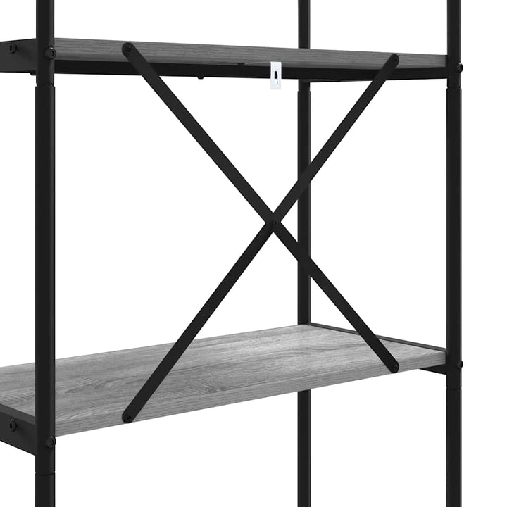 Bogreol 4 niveauer 80 x 30 x 146 cm Konstrueret træ Grå Sonoma