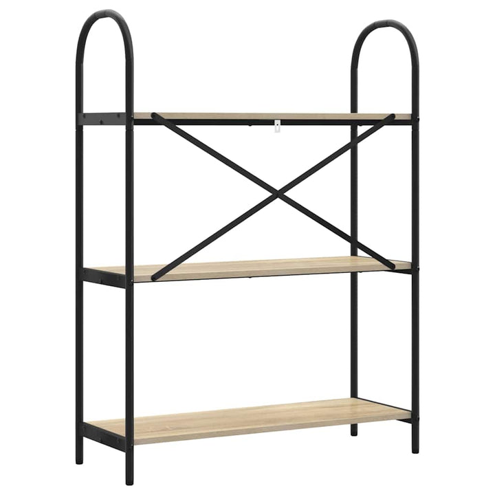 Bogreol 3 niveauer 80 x 30 x 109 cm Konstrueret træ Sonoma eg