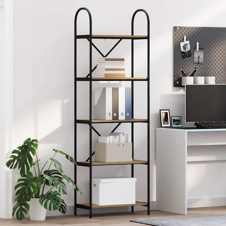 Bogreol 5 niveauer 60 x 30 x 183 cm Konstrueret træ