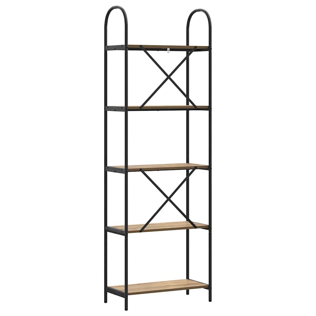 Bogreol 5 niveauer 60 x 30 x 183 cm Konstrueret træ