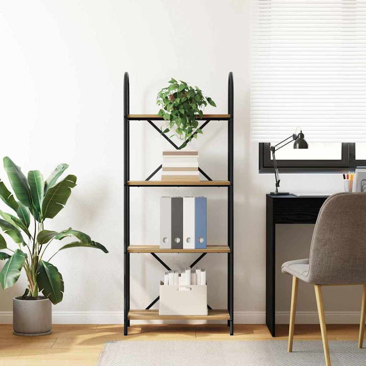 Bogreol 4 niveauer 60 x 30 x 146 cm Konstrueret træ