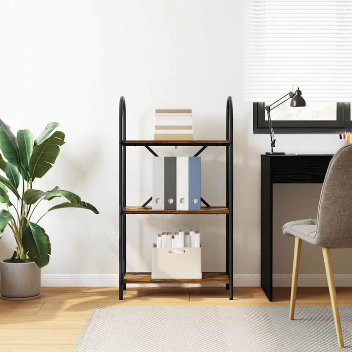 Bogreol 3 niveauer 60 x 30 x 109 cm Konstrueret træ Røget eg