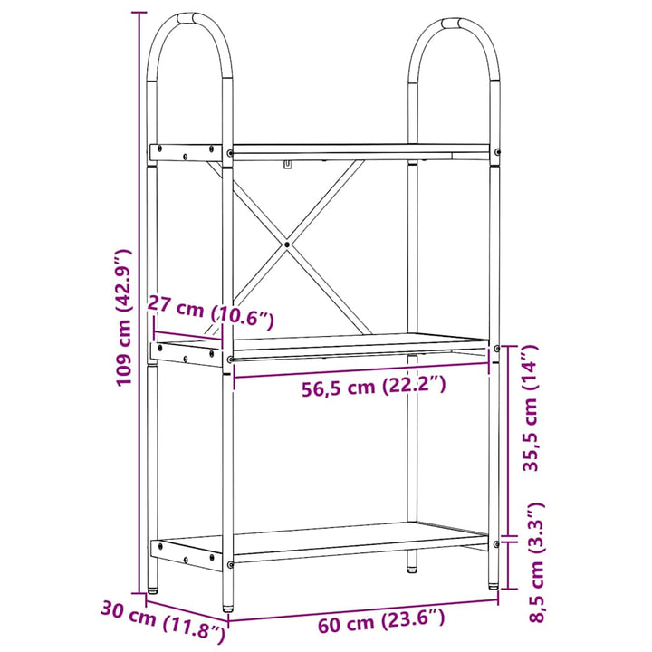 Bogreol Gammelt træ 60 x 30 x 109 cm Konstrueret træ