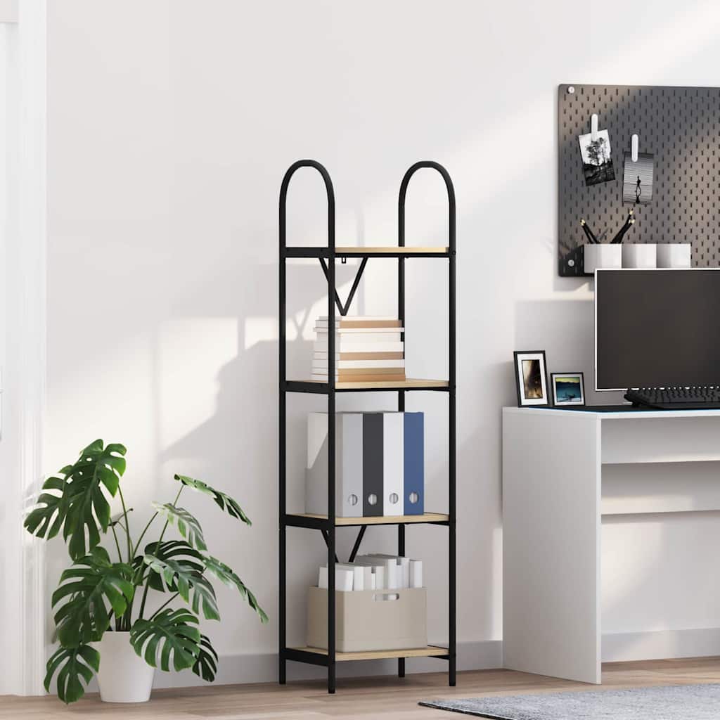 Bogreol 4 niveauer 40 x 30 x 146 cm Konstrueret træ Sonoma eg