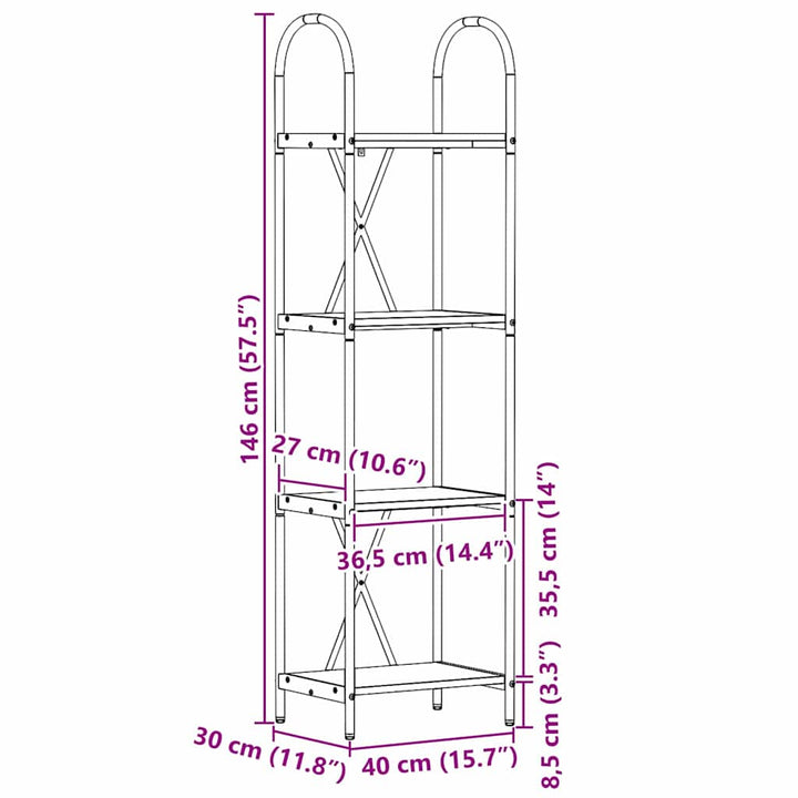 Bogreol Sonoma eg 40 x 30 x 146 cm Konstrueret træ