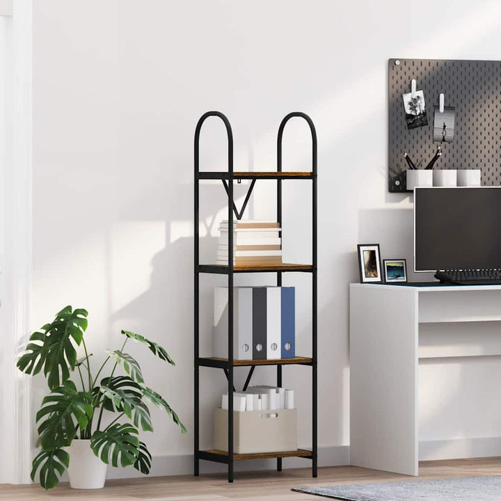 Bogreol 4 niveauer 40 x 30 x 146 cm Konstrueret træ Røget eg