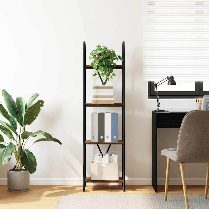 Bogreol 4 niveauer 40 x 30 x 146 cm Konstrueret træ Røget eg