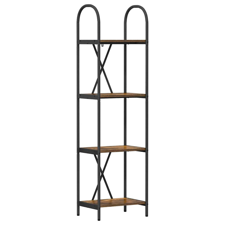 Bogreol 4 niveauer 40 x 30 x 146 cm Konstrueret træ Røget eg