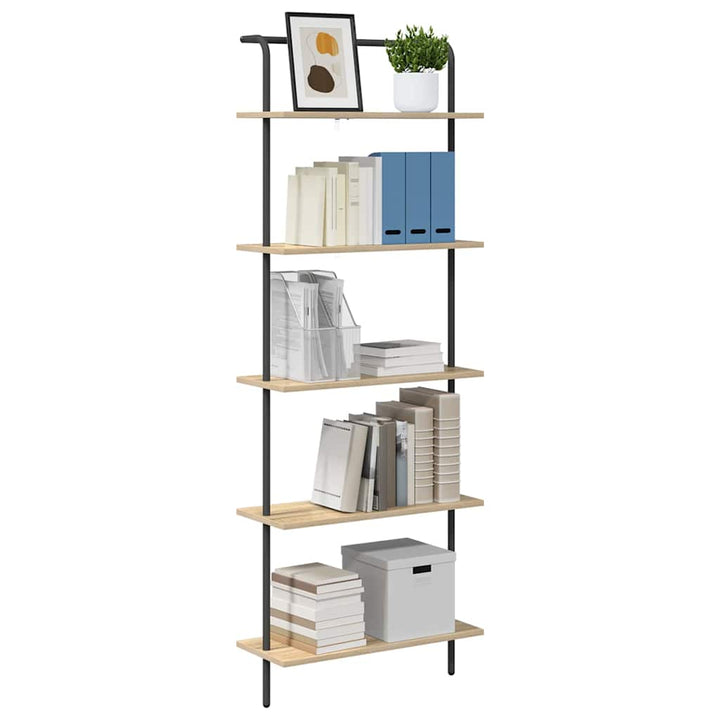 Bogreol 5 niveauer 60 x 24 x 168 cm Konstrueret træ Sonoma eg
