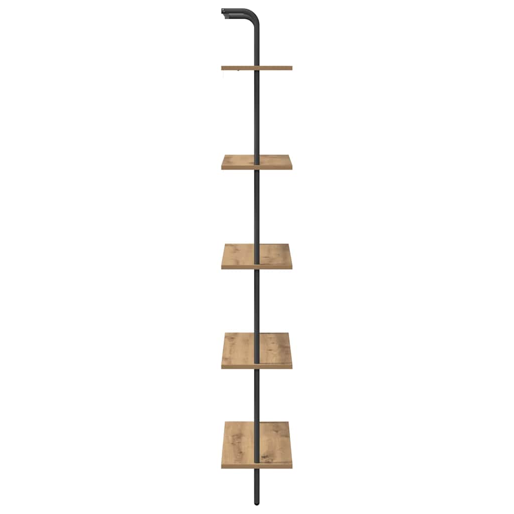 Bogreol 5 niveauer 60 x 24 x 168 cm Konstrueret træ
