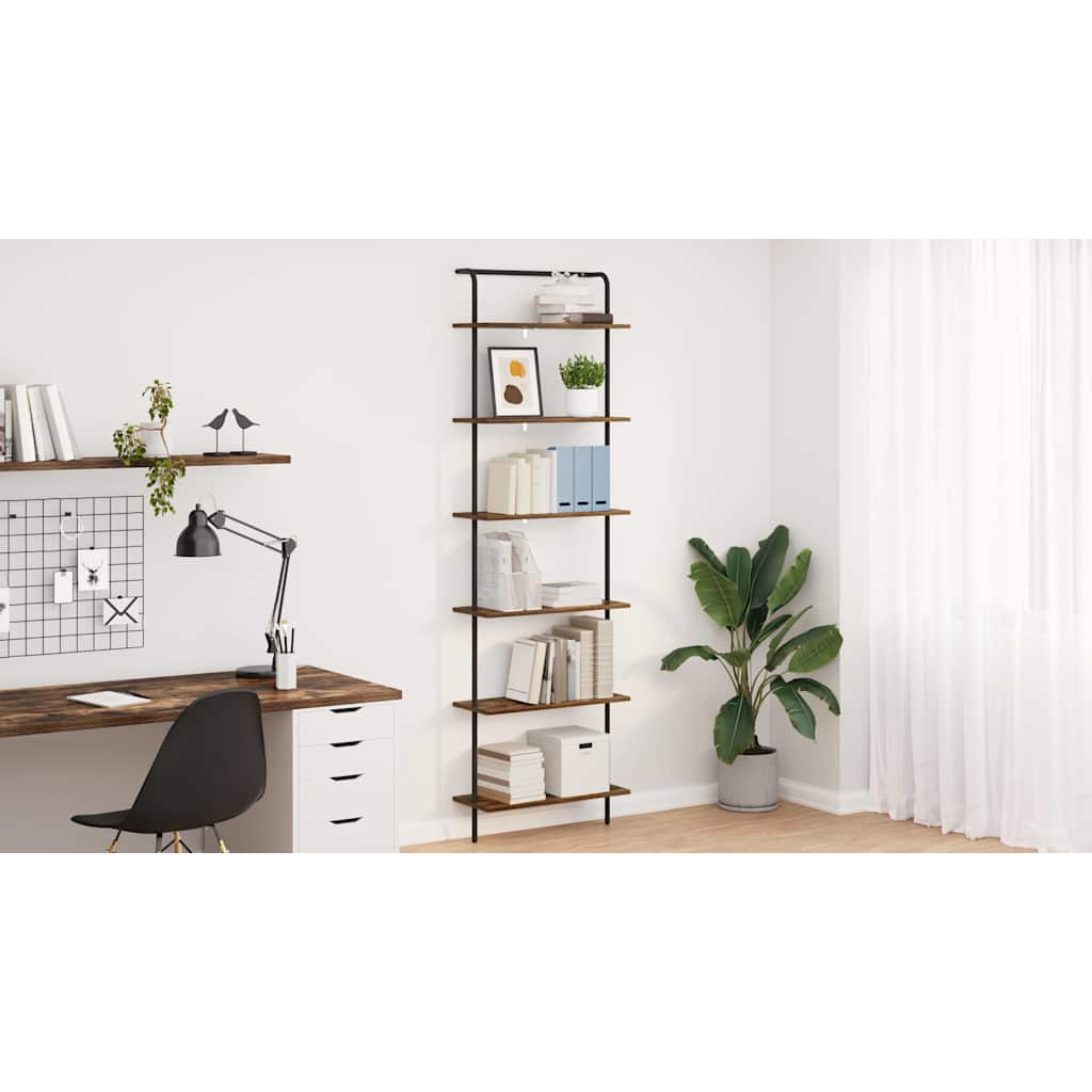 Bogreol Røget eg 60 x 24 x 203 cm Konstrueret træ