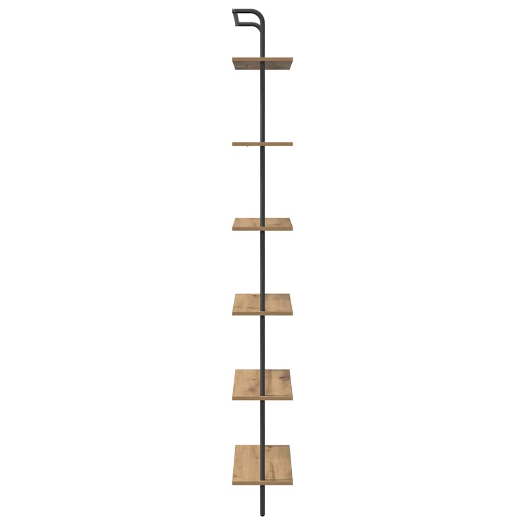 Bogreol 6 niveauer 60 x 24 x 203 cm Konstrueret træ