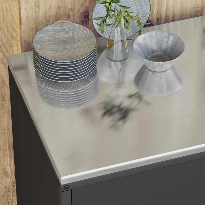 Køkkenopbevaringssæt med hylde 2 pcs Sort Koldvalset stål