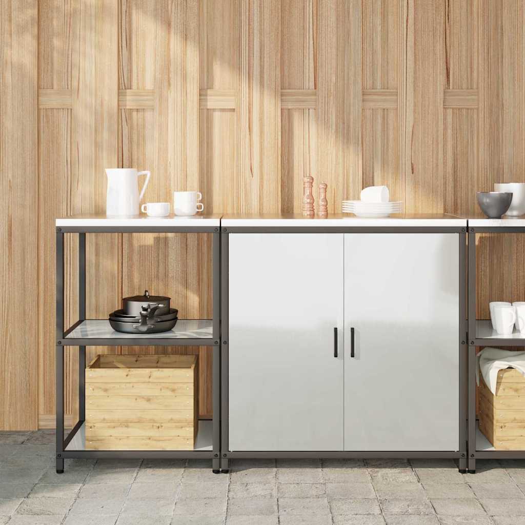 Køkkenopbevaringssæt med hylde 2 pcs Sølv Galvaniseret stål