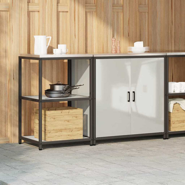 Køkkenopbevaringssæt med hylde 2 pcs Sølv Galvaniseret stål