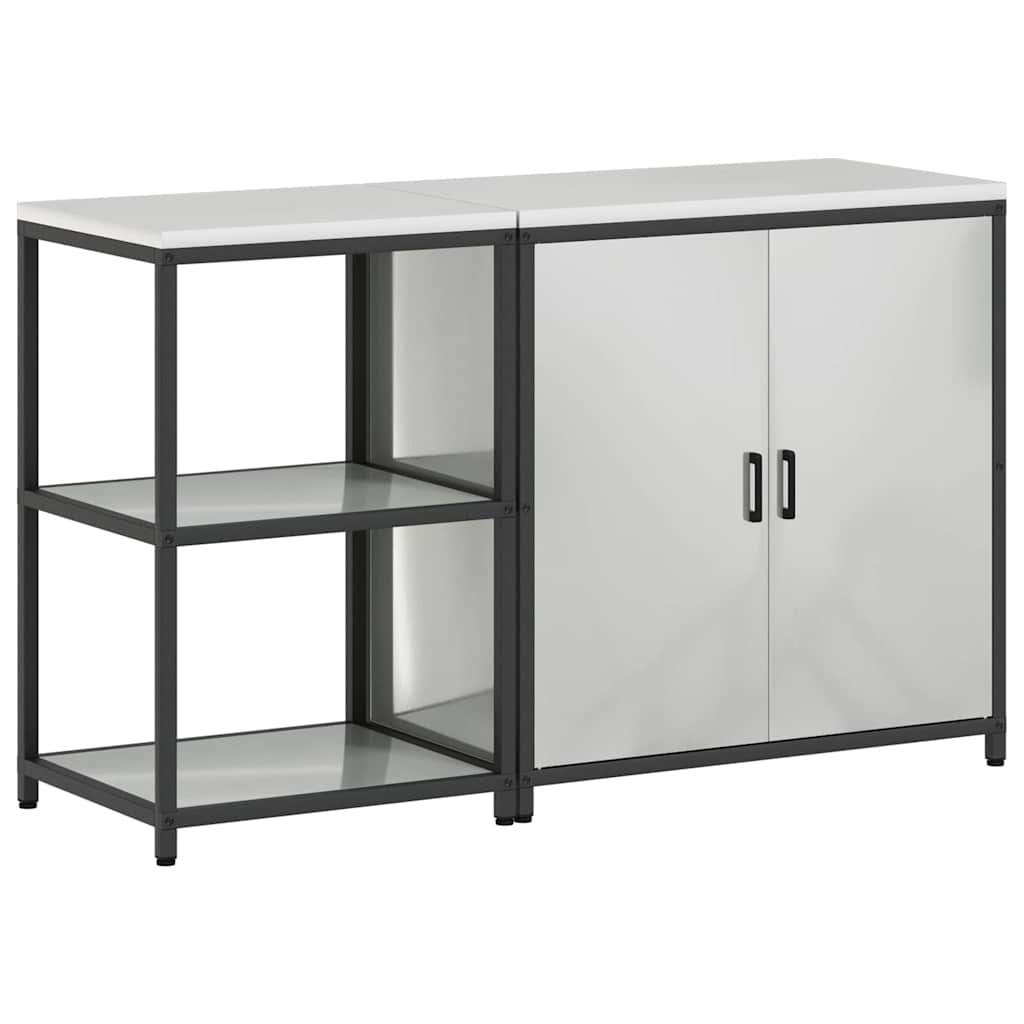 Køkkenopbevaringssæt med hylde 2 pcs Sølv Galvaniseret stål