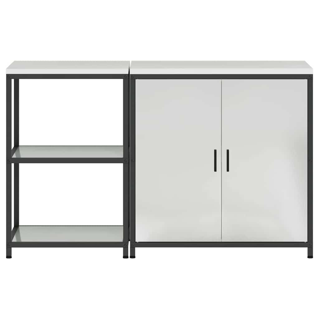 Køkkenopbevaringssæt med hylde 2 pcs Sølv Galvaniseret stål