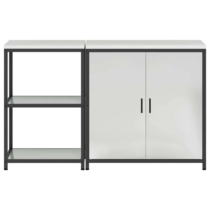 Køkkenopbevaringssæt med hylde 2 pcs Sølv Galvaniseret stål