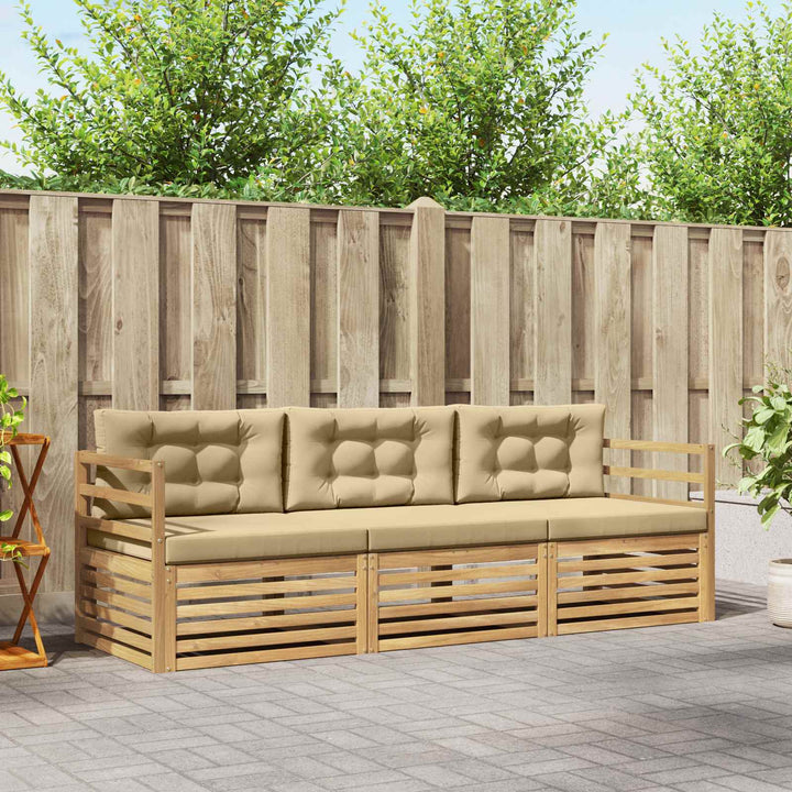 Udendørs sofagruppe 3 stk. Hvid og Beige Polyester
