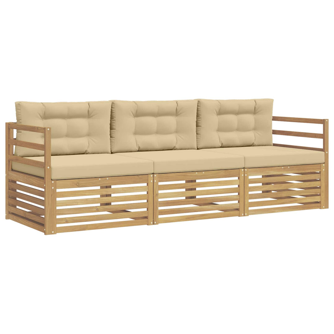 Udendørs sofagruppe 3 stk. Hvid og Beige Polyester