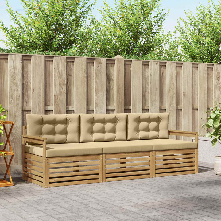 Udendørs sofagruppe 3 stk. Hvid og Beige Polyester