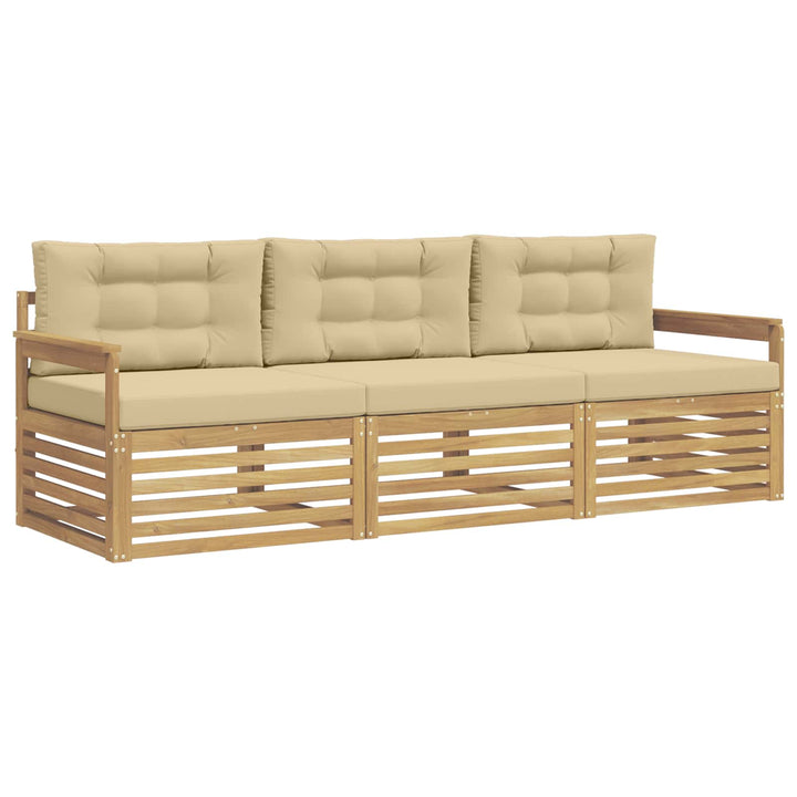 Udendørs sofagruppe 3 stk. Hvid og Beige Polyester
