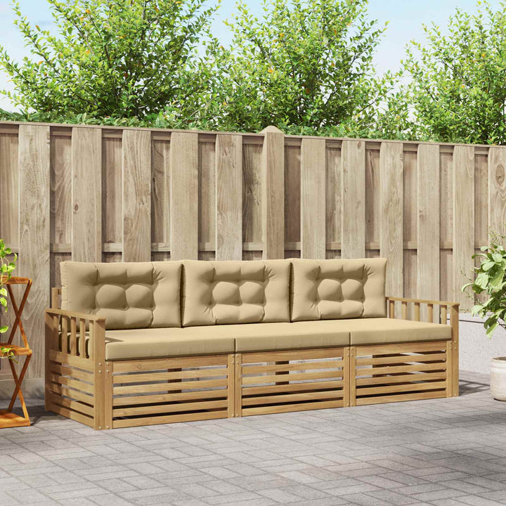 Udendørs sofagruppe 3 stk. Hvid og Beige Polyester