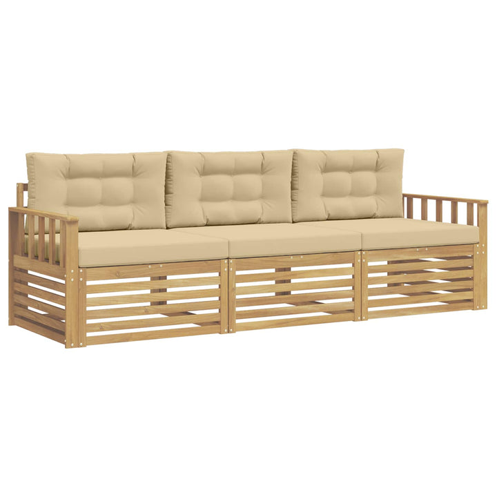Udendørs sofagruppe 3 stk. Hvid og Beige Polyester