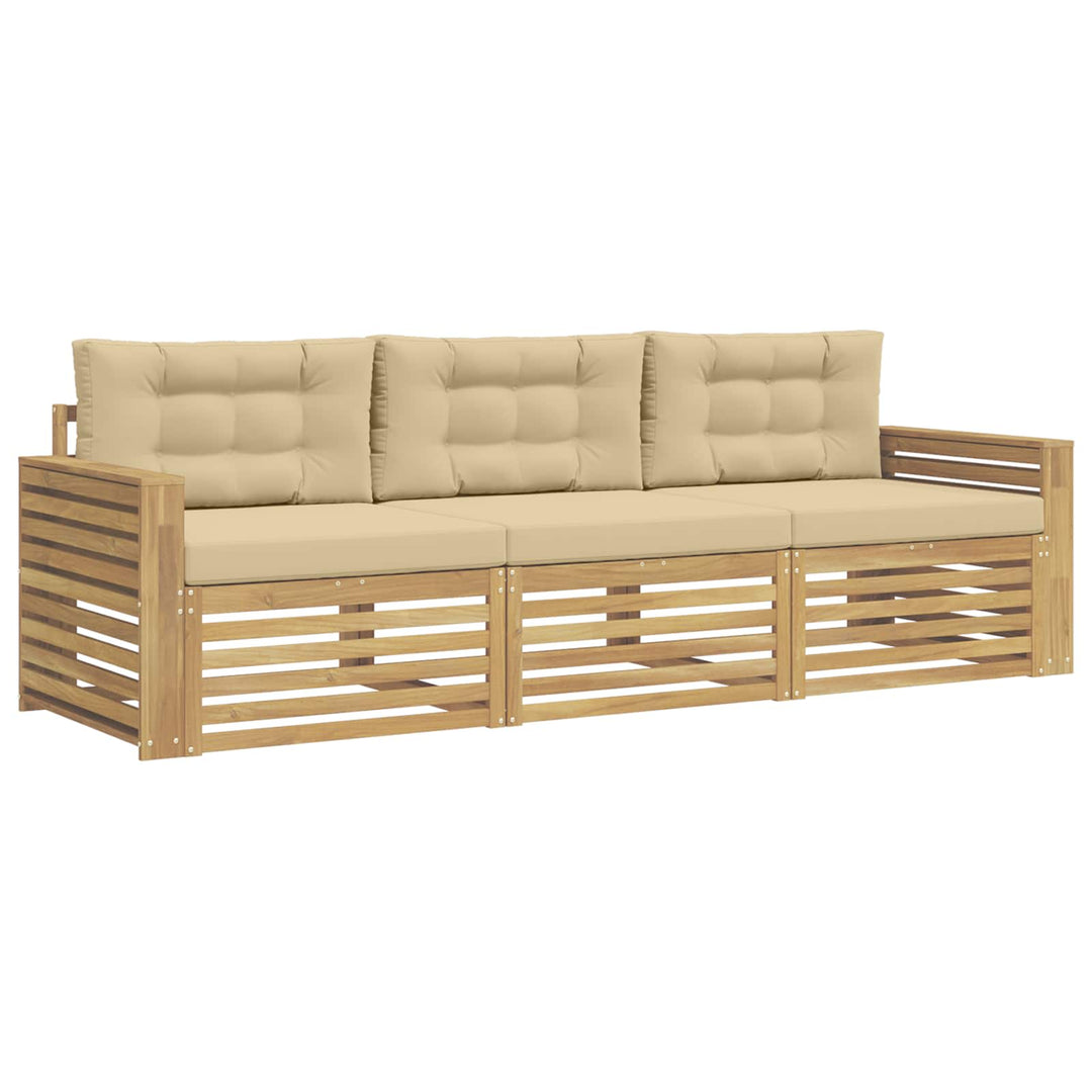 Udendørs sofagruppe 3 pcs Hvid og Beige Massivt Akacietræ