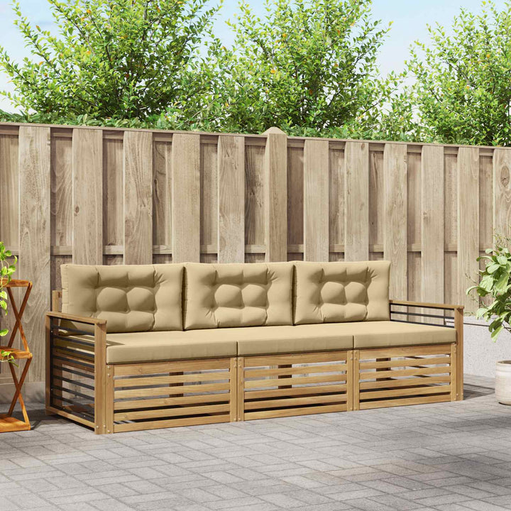 Udendørs sofagruppe 3 stk. Hvid og Beige Polyester