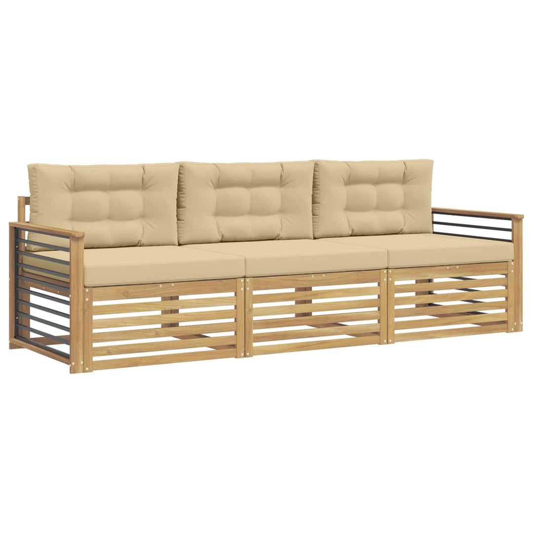Udendørs sofagruppe 3 stk. Hvid og Beige Polyester