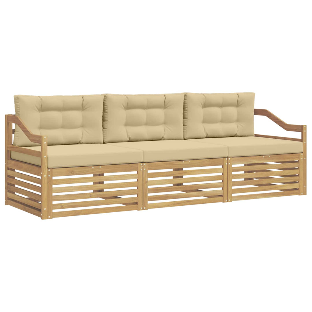 Udendørs sofagruppe med pude 3 pcs Hvid og Beige Polyester