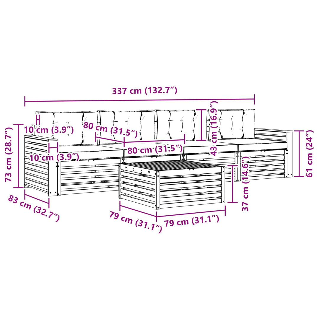 Udendørs sofagruppe 5 stk. Hvid og antracit Massivt Akacietræ