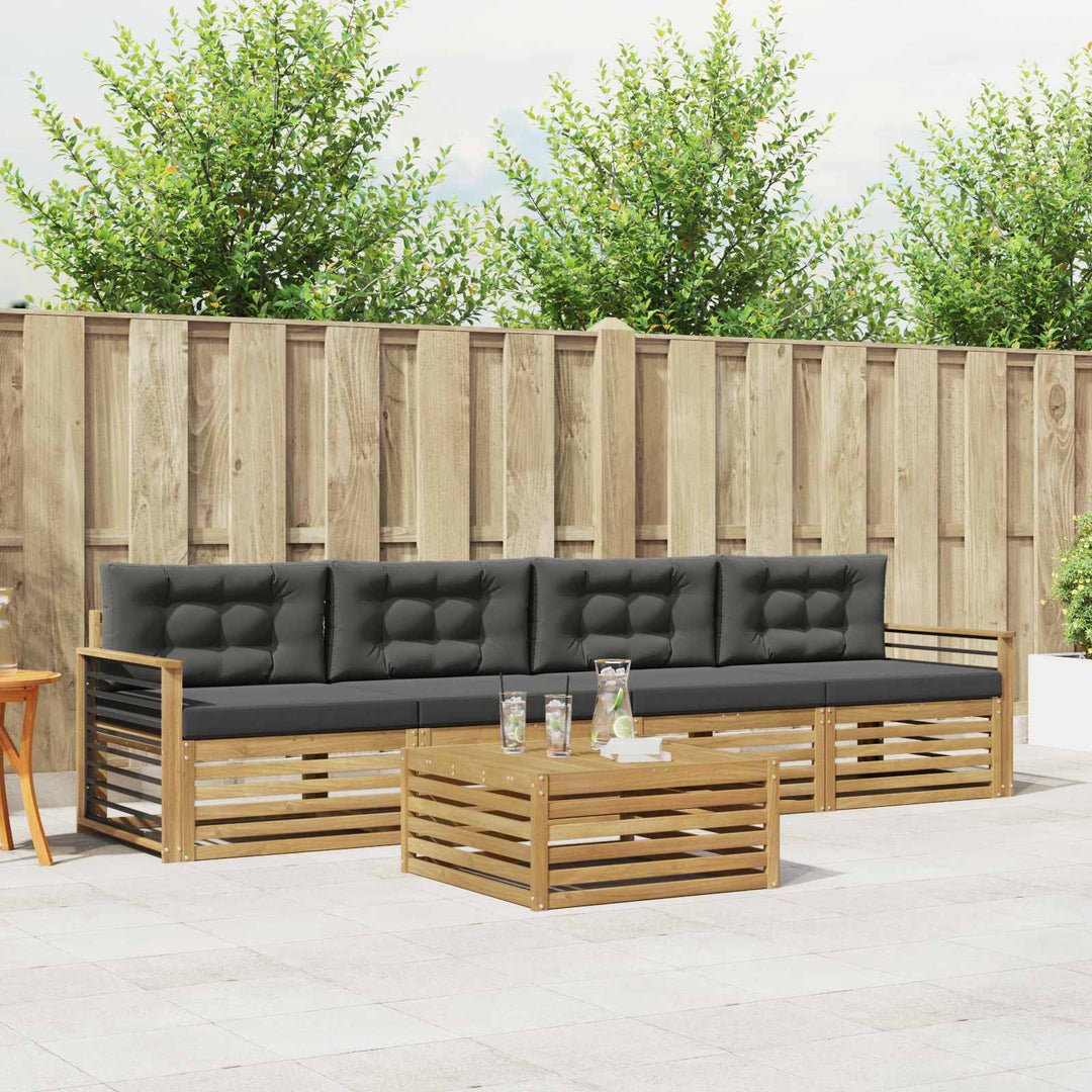 Udendørs sofagruppe 5 stk. Hvid og antracit Massivt Akacietræ