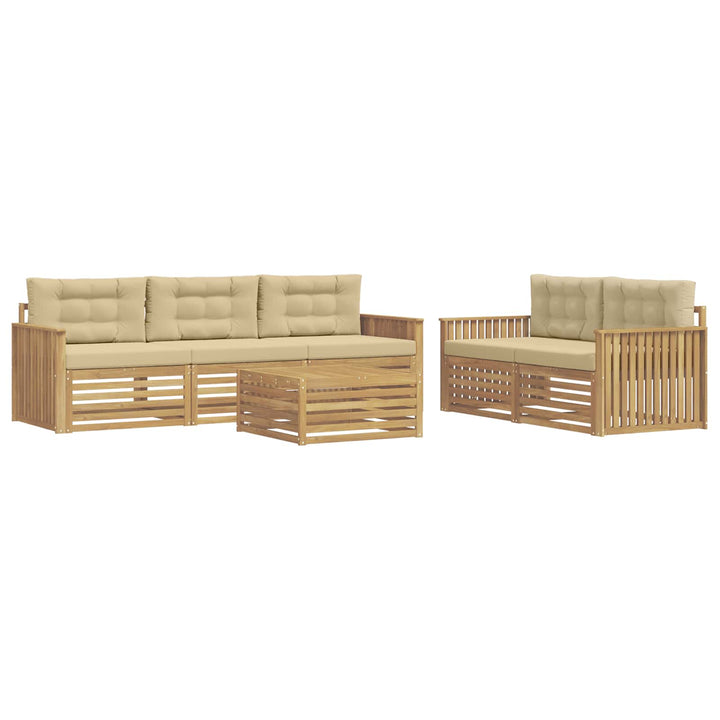 Udendørs sofagruppe 6 pcs Hvid og Beige