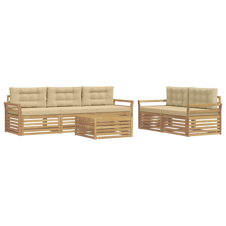 Udendørs sofagruppe 6 pcs Hvid og Beige