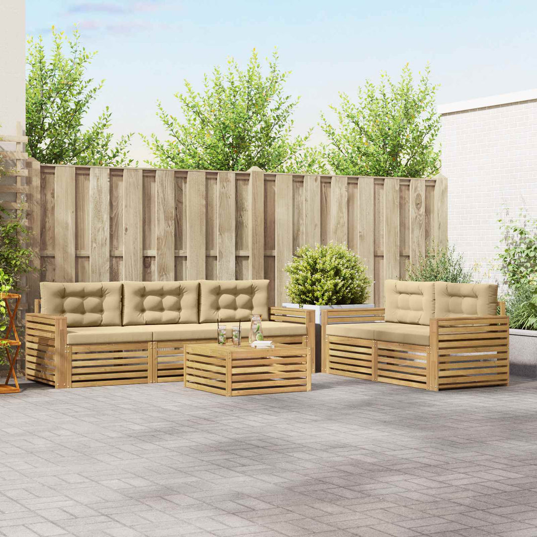 Udendørs sofagruppe 6 pcs Hvid og Beige