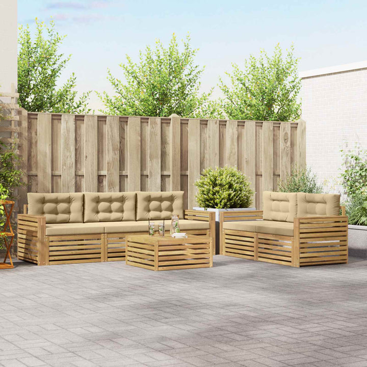 Udendørs sofagruppe 6 pcs Hvid og Beige