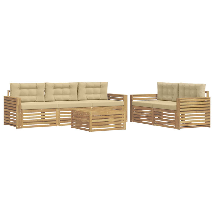 Udendørs sofagruppe 6 pcs Hvid og Beige