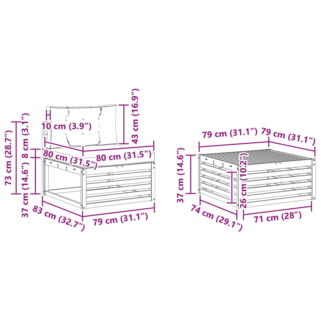 Udendørs sofagruppe 6 stk. Hvid og cremefarvet