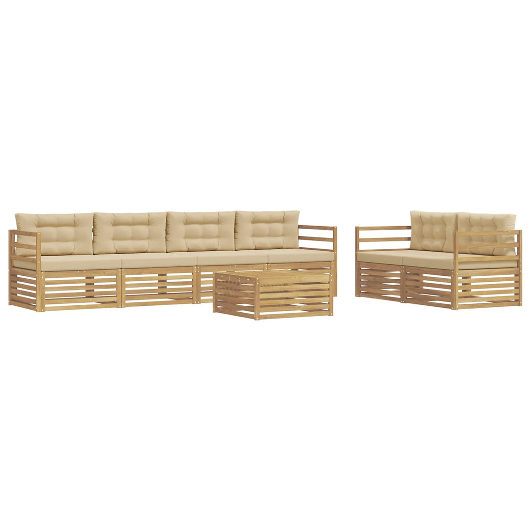 Udendørs sofagruppe 7 stk. Hvid og Beige Polyester